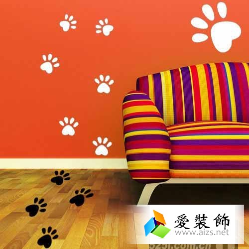卖萌小爪印墙贴