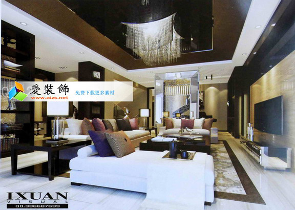3DMAX爱装饰2013客厅装修设计模型带全部素材var灯光参数2